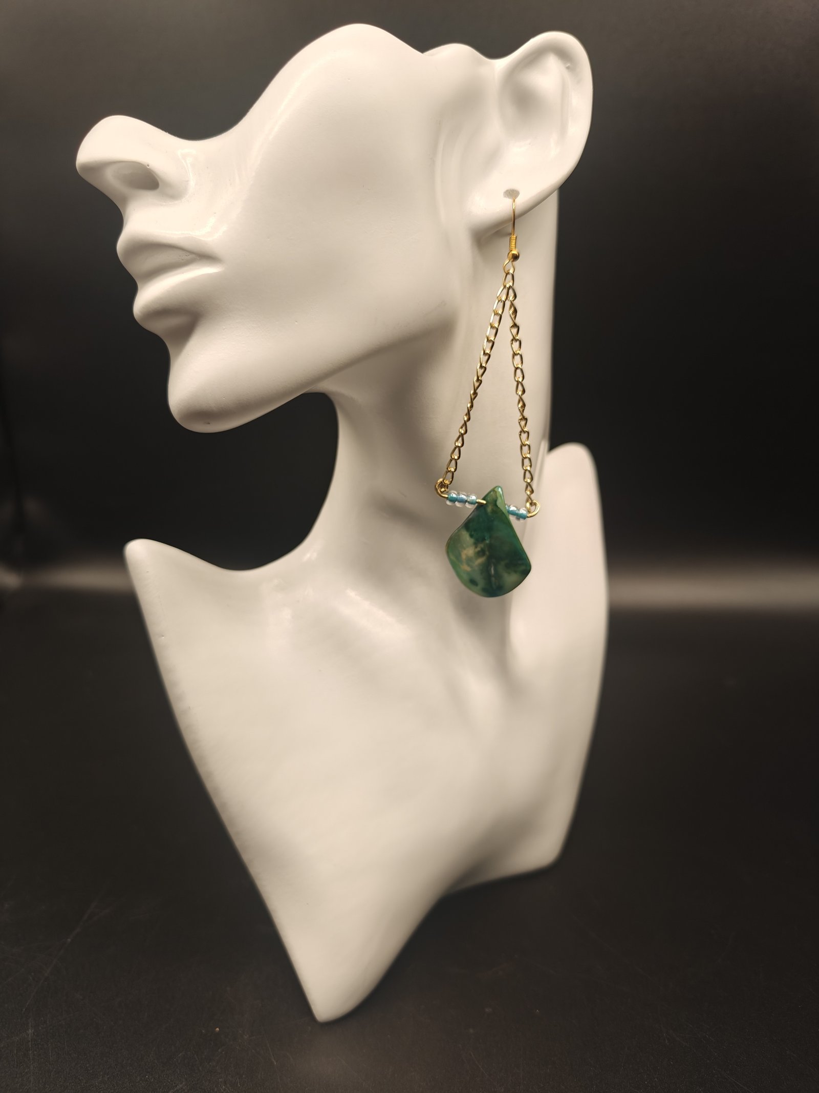 Green Glass Gold Dangle Green Glass Gold Dangle